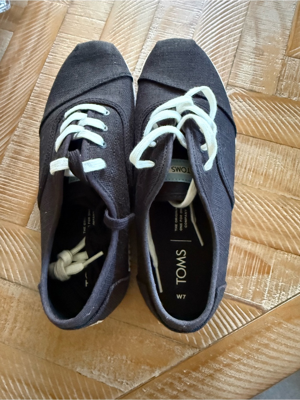 TOMS Women's Charcoal Canvas Slip-On with White Laces